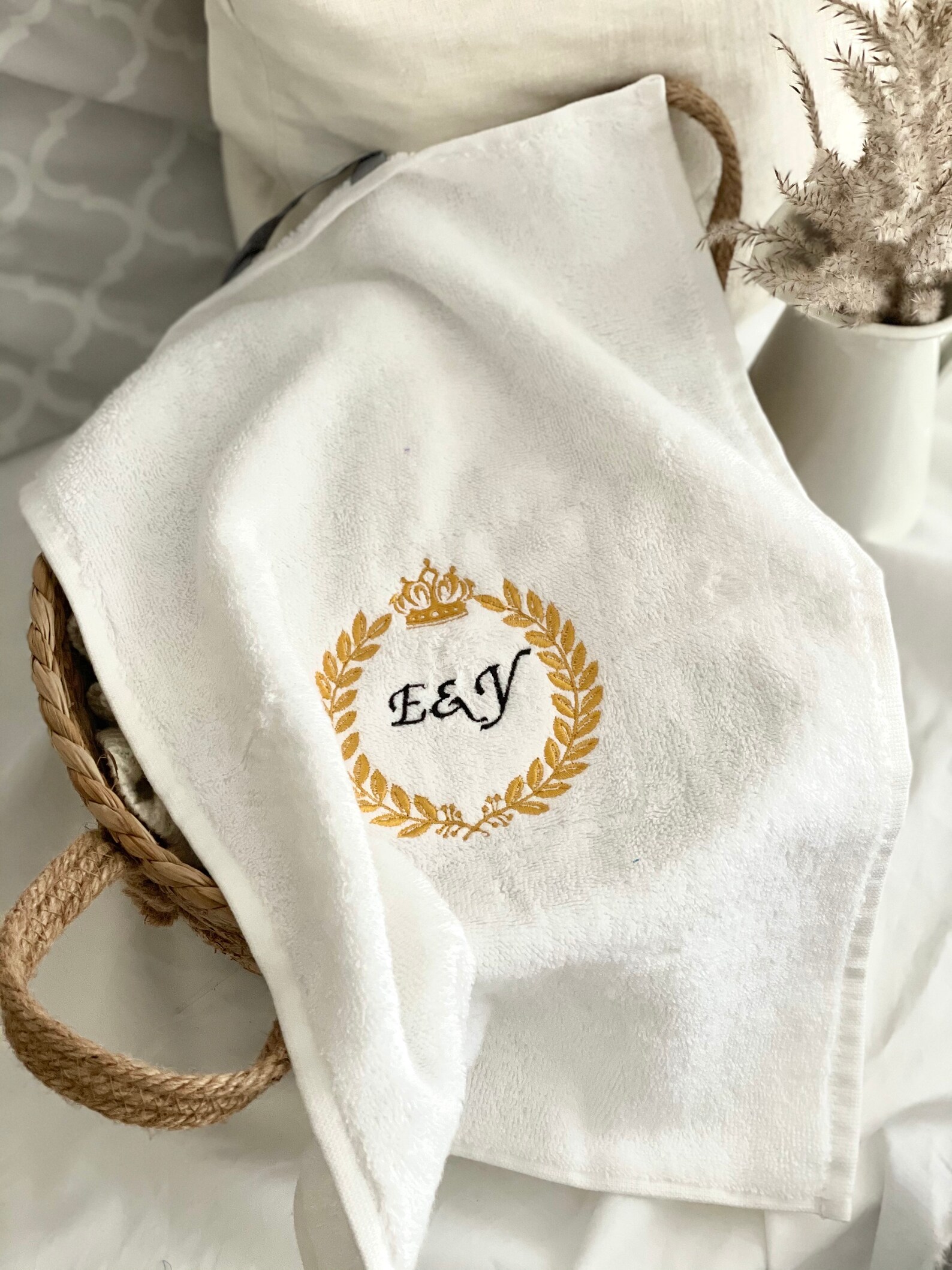 Towel with embroidered name/ initials/ Personalized/ Etsy