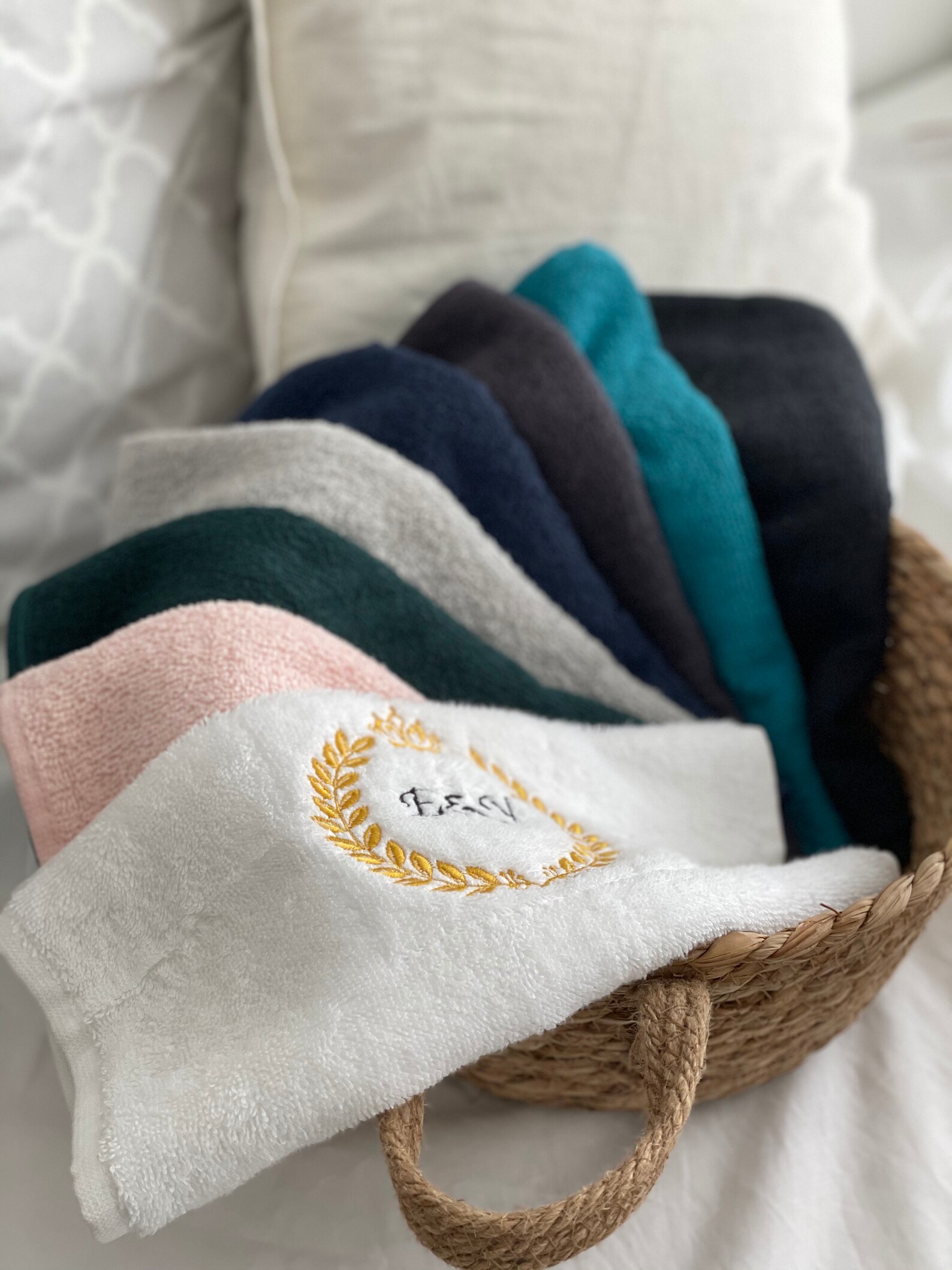 Towel with embroidered name/ initials/ Personalized/ Etsy