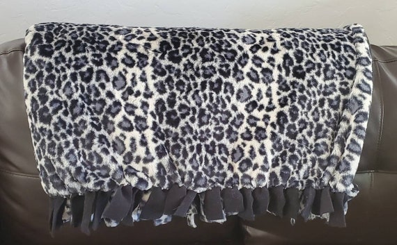 Leopard Print Faux Fur Fleece Luxury Blanket With Fringe | Etsy