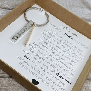 Couples romantic Thick and Thin keyring, Valentines present, Personalised keychain, couples, gift for her, gift for him, birthday present