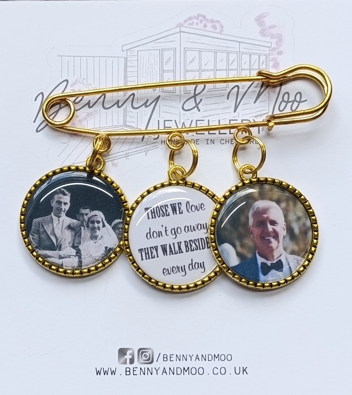 Silver or gold Groom Photo Lapel Kilt Pin with 3 4 or 5 Charms Memorial Those we love don't go away picture bouquet Memory Charm Usher Groom