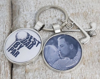 Personalised Photo Keyring, Dad by Par, Golf Charm