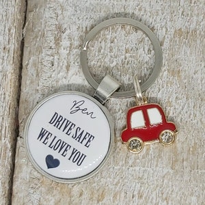 Presente personalizado para novo motorista, chaveiro, motorista mais magro, chaveiro para passar no teste de direção, dirigir com segurança, nós amamos você, chaveiro com nome do carro