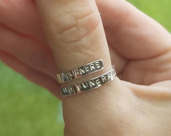 Handmade Sterling Silver Wrap Ring: Six of Crows NMNF Adjustable Ring