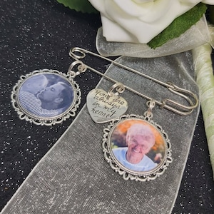 Spilla da bavero per kilt con foto dello sposo sempre nel mio cuore con 3, 4 o 5 ciondoli Bouquet con foto commemorativa Boutonniere Ciondolo personalizzato In memoria