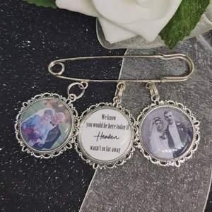 Spilla da kilt con foto personalizzata dello sposo con 3 4 o 5 ciondoli Memoriale che sappiamo essere qui oggi paradiso immagine bouquet Fascino di memoria. Usher Sposo