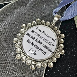 Personalised Wedding Charm for Bridesmaids Maid of Honor Honour Flower Girl: Something Blue Keepsake Bouquet Gift. Bridal favor favour