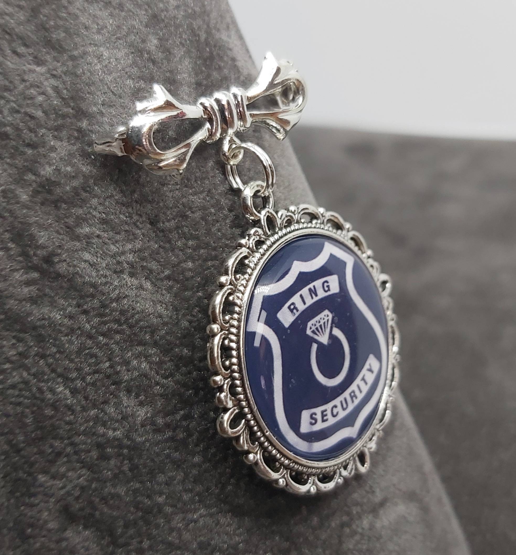 Ring bearer pin badge, Page boy gift keepsake, ring security, keepsake pendant wedding charm usher, something blue