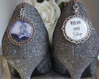 Personalized Photo Shoe Charms: Bridal Keepsake, Wedding Remembrance