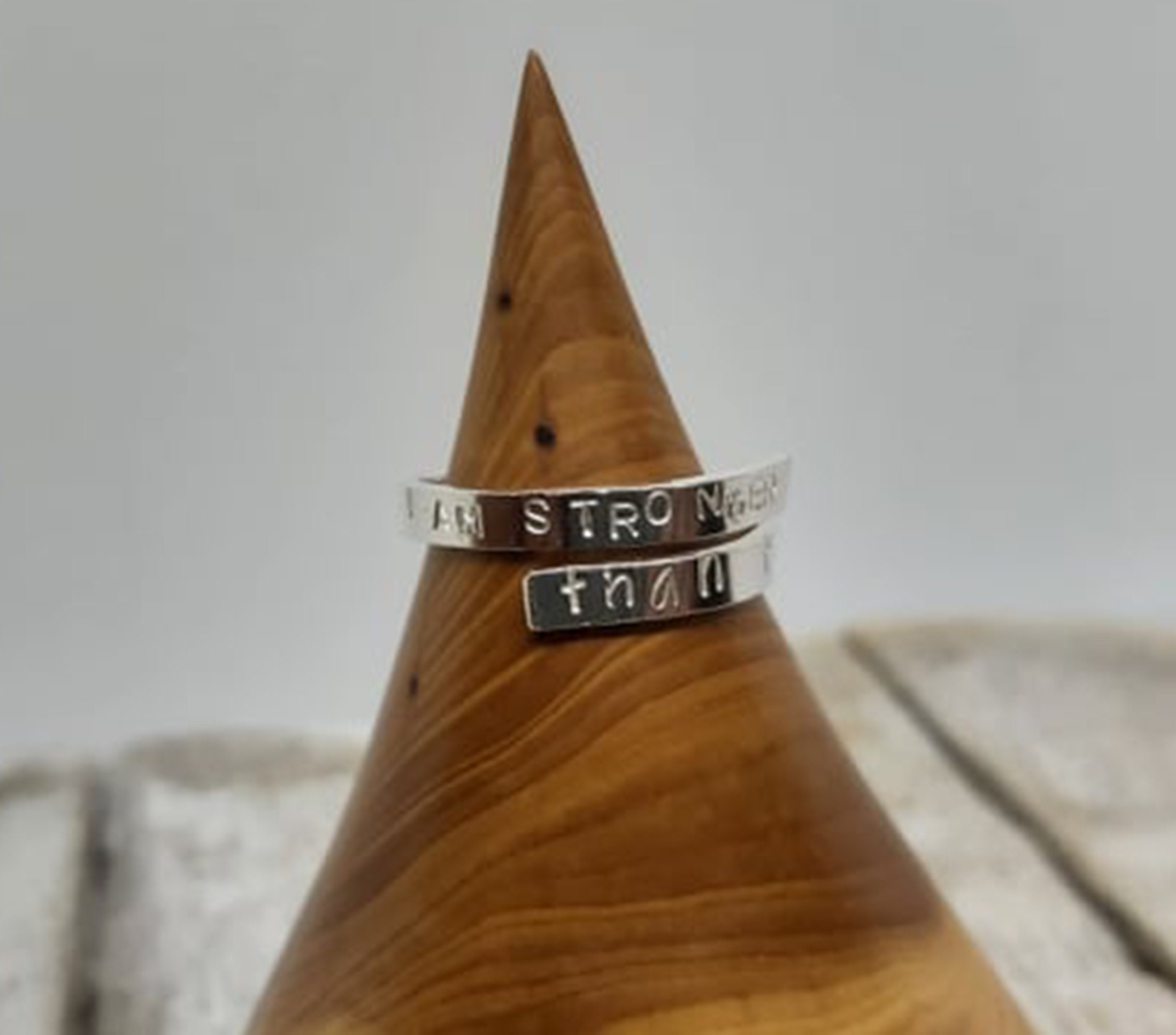 Personalized Sterling Silver Adjustable Ring: Engraved Quote Jewelry
