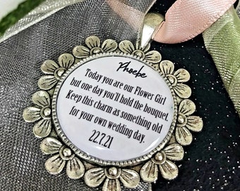 Personalized Flower Girl Bouquet Charm: Wedding Keepsake Gift