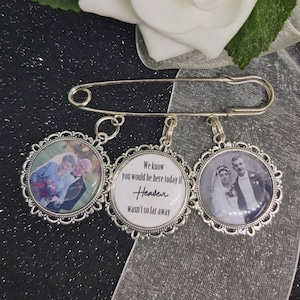 Those we love dont go away Custom Groom Photo Lapel Kilt Pin with 3 4 or 5 Charms picture bouquet Boutonniere Personalized In Memory Charm