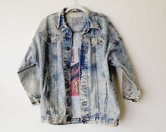 Vintage 80s Acid Wash Denim Jacket Oversized