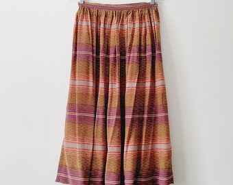 Colorful Silk Striped Midi Skirt. Vintage Ellen Tracy Boho Flowy Skirt. Lightweight Midi Skirt. Natural Fabric Romantic Skirt