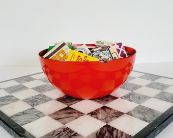 Bright Red Finel Finland Enamel Serving Bowl. Colorful Mod Kitchen Display Bowl. Vintage Enamelware Mixing Bowl. Nordic Enamel Fruit Bowl
