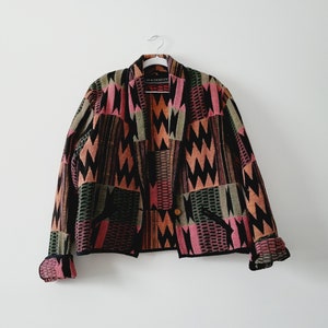 Colorful zigzag pattern vintage jacket
