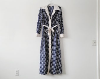 Glam 60s Eyelet Cutout Maxi Dress with Waist Tie. Hollywood Regency Op Art Hostess Dress. Statement Collar Long Boho Shirtdress