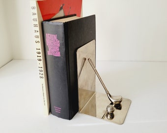 Single Silver Golf-Themed Bookend. Sporty Golf Bookend Gift. Golf Lover Office Decor. Metal Golf Bookend for Shelf Organization