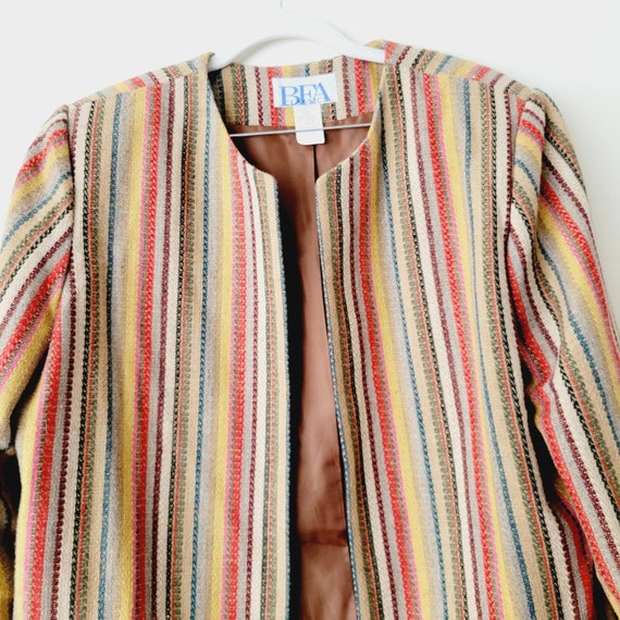 Vintage Rainbow Striped Spring Blazer. 90s Vertic… - image 4