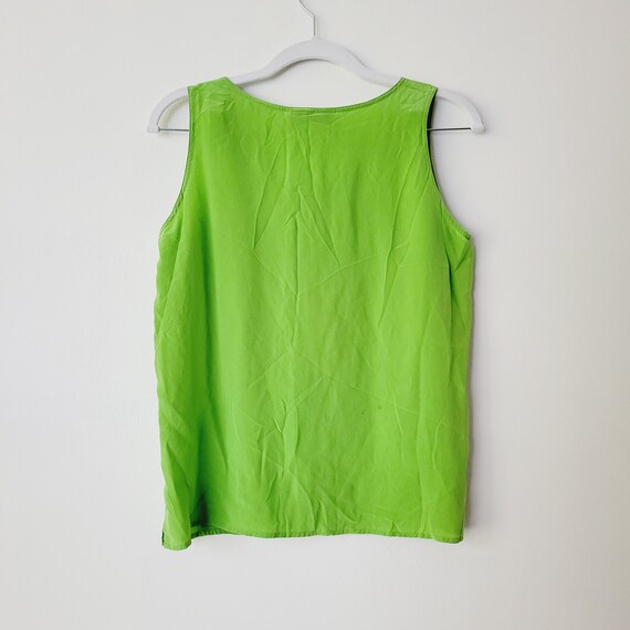 Vintage Bloomingdale's Lime Green Silk Tank Top. … - image 6