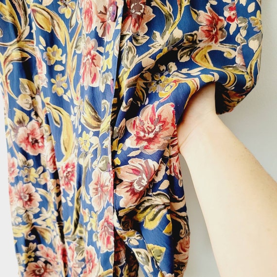 90s Hibiscus Print Midi Skirt. Vintage Boho Flora… - image 4