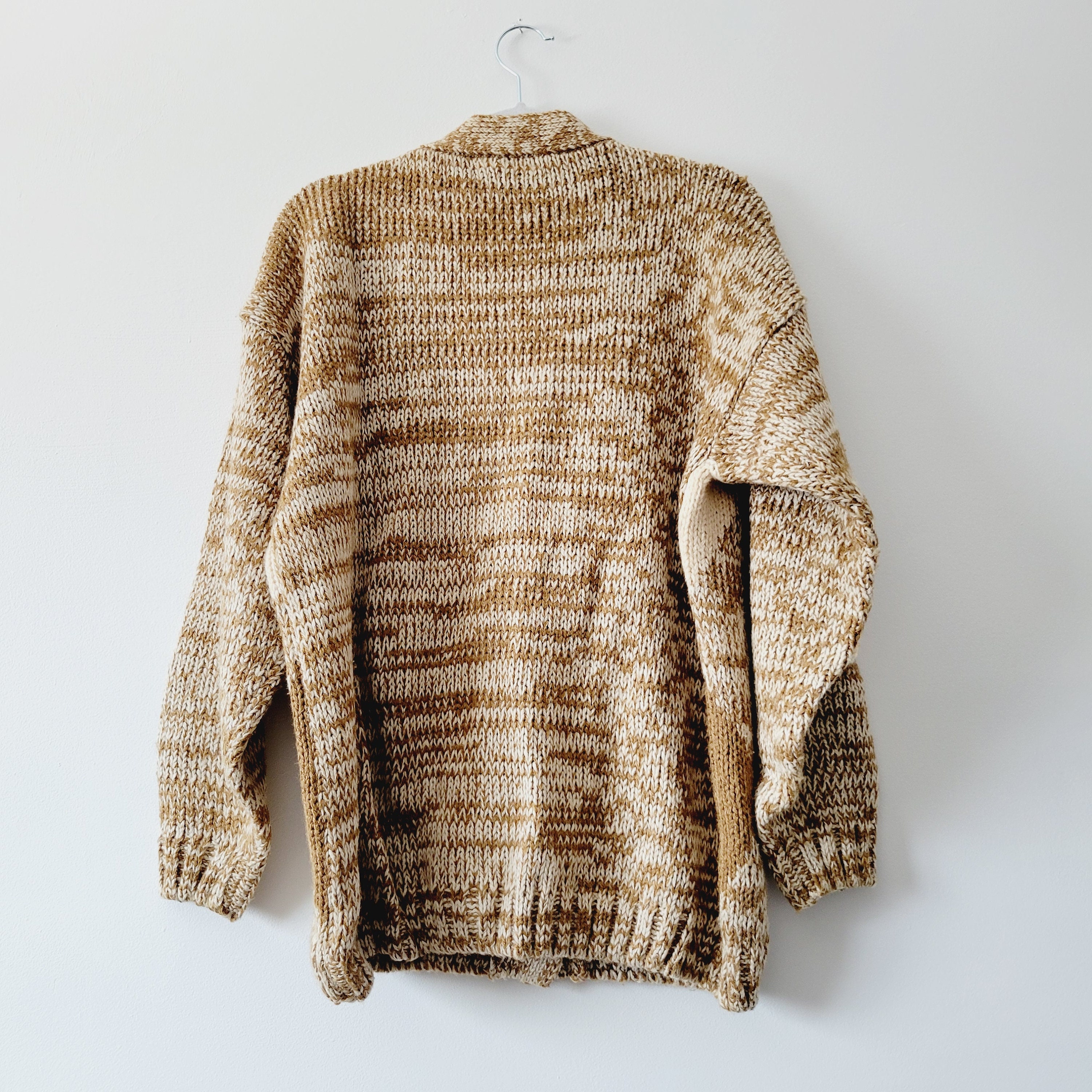 Vintage 90s Knit Cardigan Sweater - Diamond Pattern Oversized 
