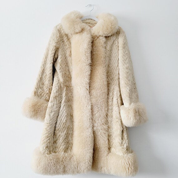 60s Cream Colored Penny Lane Princess Coat. Fur T… - image 8