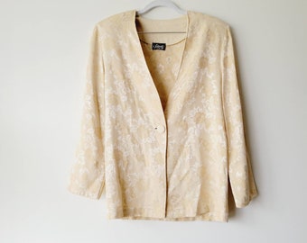 Blazer floral vintage - Chaqueta jacquard color crema de los años 90