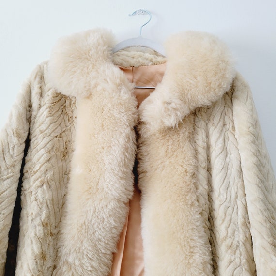 60s Cream Colored Penny Lane Princess Coat. Fur T… - image 3