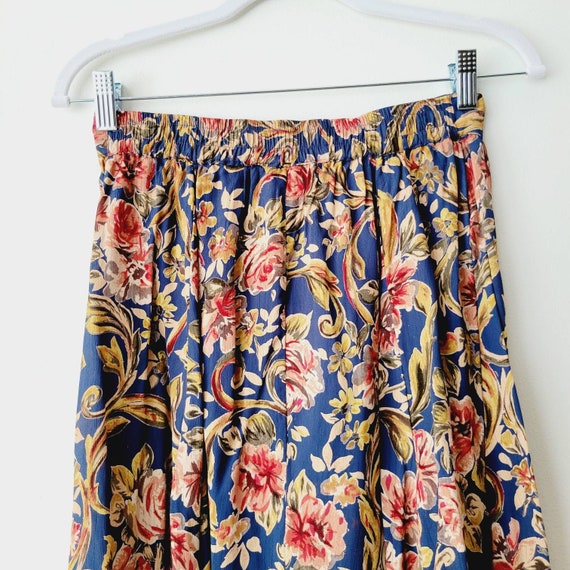 90s Hibiscus Print Midi Skirt. Vintage Boho Flora… - image 8