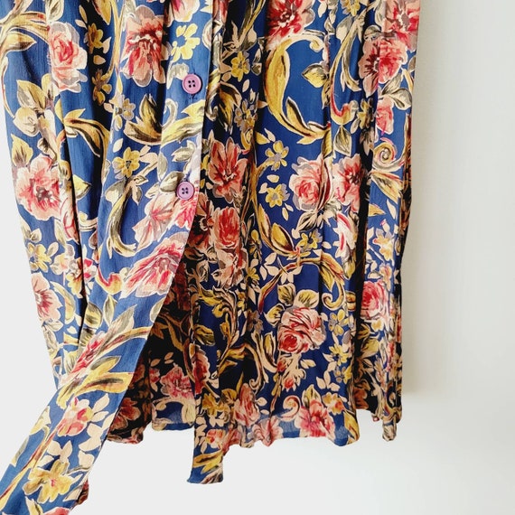 90s Hibiscus Print Midi Skirt. Vintage Boho Flora… - image 5