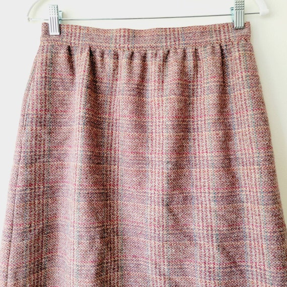 Vintage Pastel Plaid Wool Midi Skirt. Light Acade… - image 2