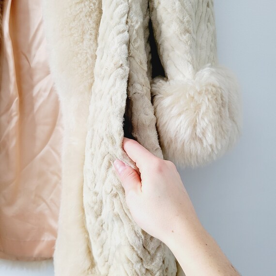 60s Cream Colored Penny Lane Princess Coat. Fur T… - image 7