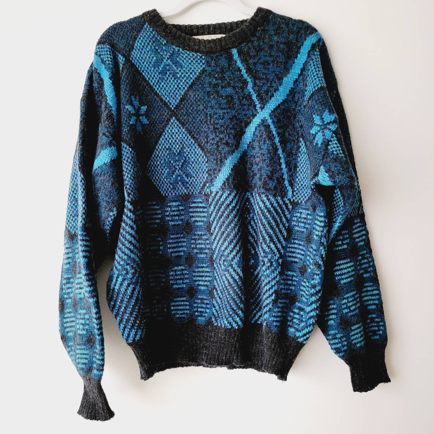 トップス 90s old gap melange sweater GAP Vintage 90s Heavy Cotton Knit Chunky Blue White Speckled