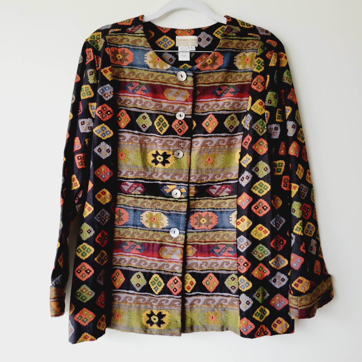 Colorful Ikat Boho Duster Jacket. Vintage Mixed Pattern - Etsy