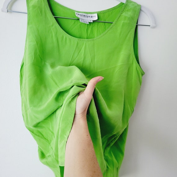 Vintage Bloomingdale's Lime Green Silk Tank Top. … - image 3