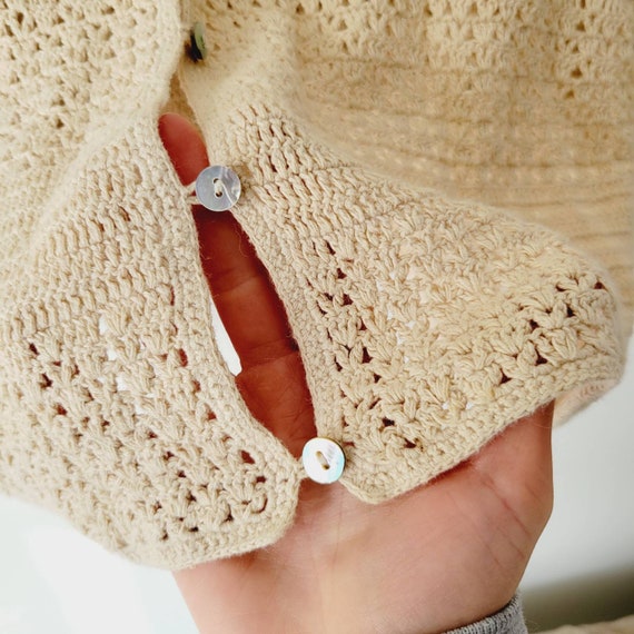 90s Eddie Bauer Cream Open Knit Cardigan. Grannyc… - image 3