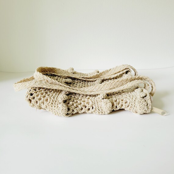 Vintage 90s Crochet Bucket Bag. Chateau Y2K Cream… - image 5