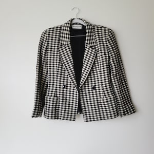 Vintage Anne Klein Houndstooth Plaid Blazer. Business Casual Bold Gingham Blazer. Dark Academia Dogtooth Classic Double Breasted Blazer