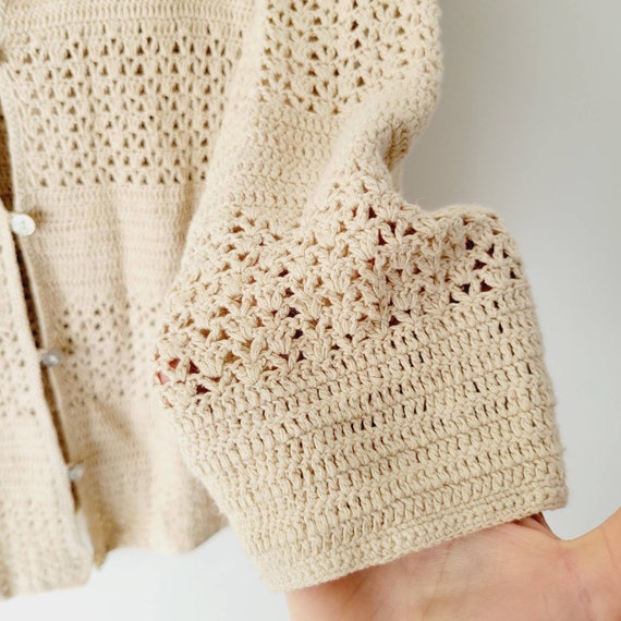 90s Eddie Bauer Cream Open Knit Cardigan. Grannyc… - image 4