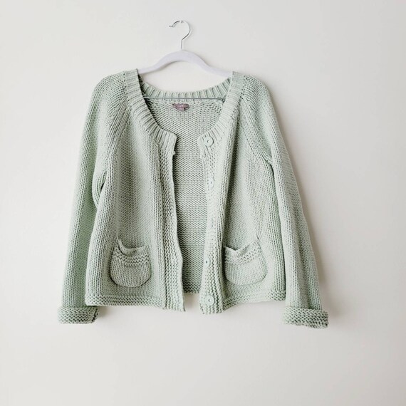 Y2K Chunky Knit Pastel Green Snap Front Sweater. Vintage J. Jill Granny Chic Cardigan. Chunky Knit Cotton Blend Cardigan With Pockets Etsy Australia