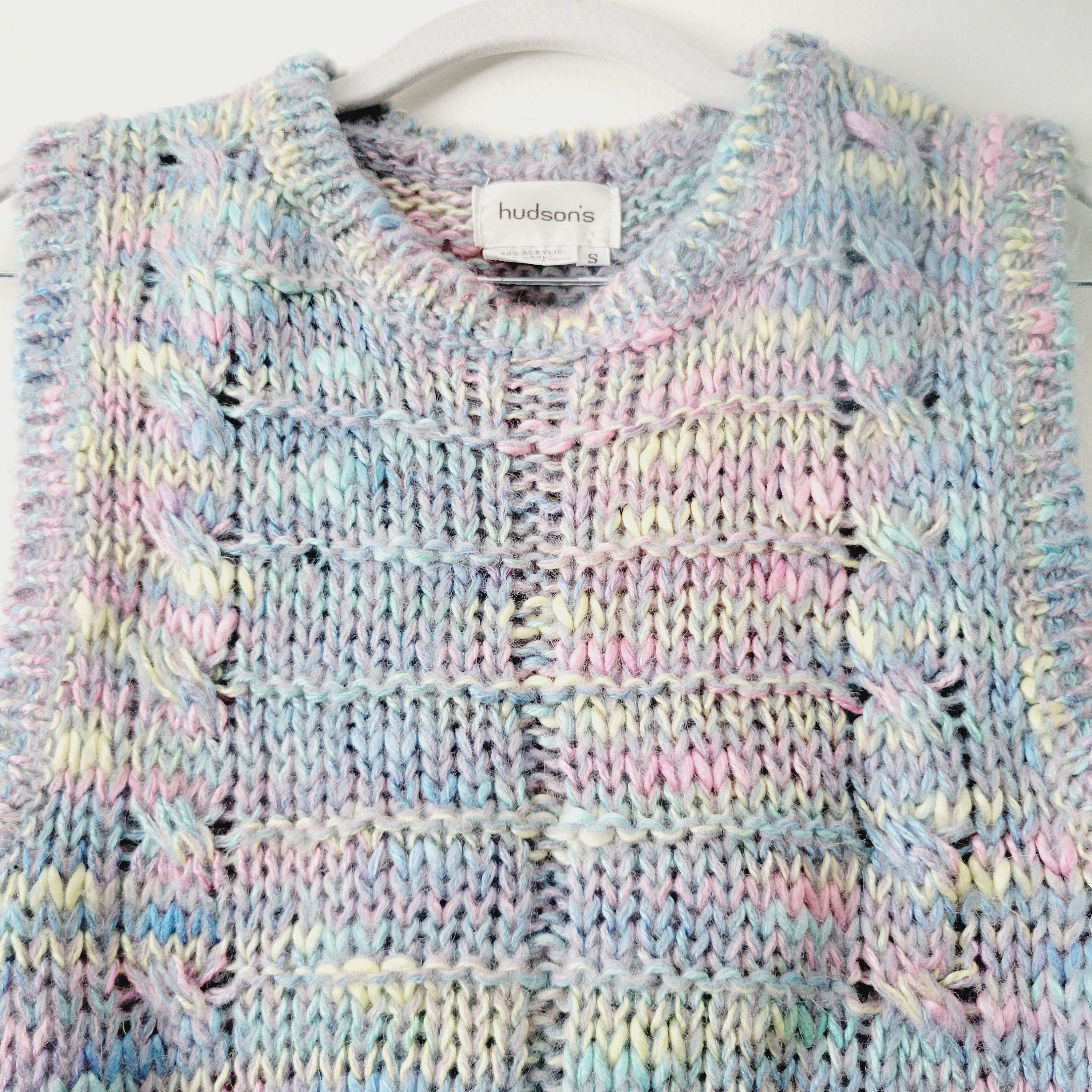 80s Marled Knit Bubblegum Pastel Sleeveless Sweater. Vintage