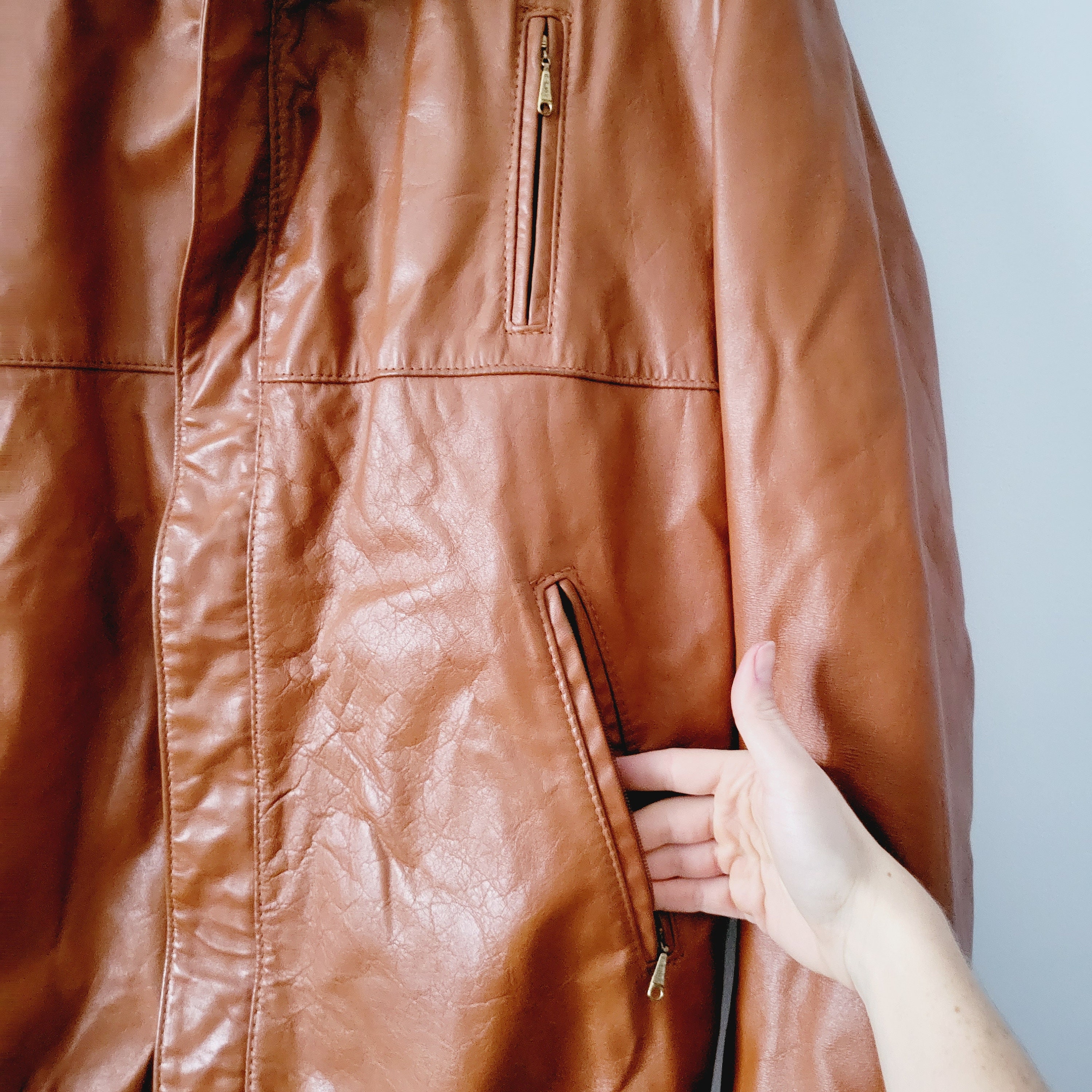 Vintage 70s Leather Shop Sears Bomber - Brown Leather , Men's Size