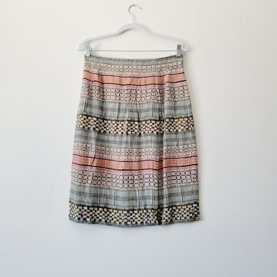 Muted Pastel Mixed Print Silk Pendleton Skirt. Vi… - image 1