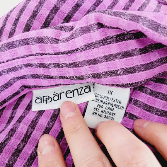 90s Bright Pastel Purple Gingham Blouse. Plus Siz… - image 9