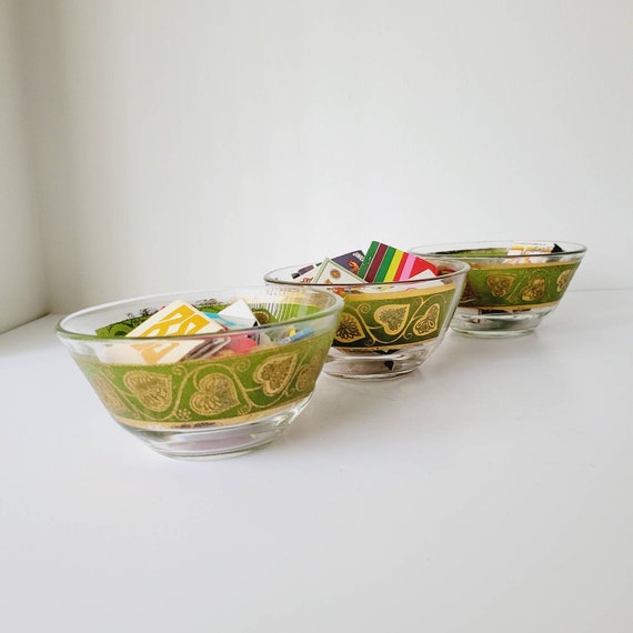 グリーンカルバー22金箔ハート柄サラダボウル3個セット。ヴィンテージ