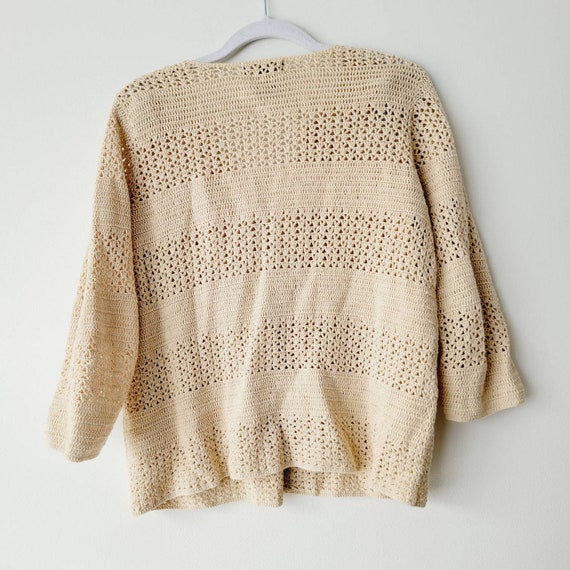 90s Eddie Bauer Cream Open Knit Cardigan. Grannyc… - image 7