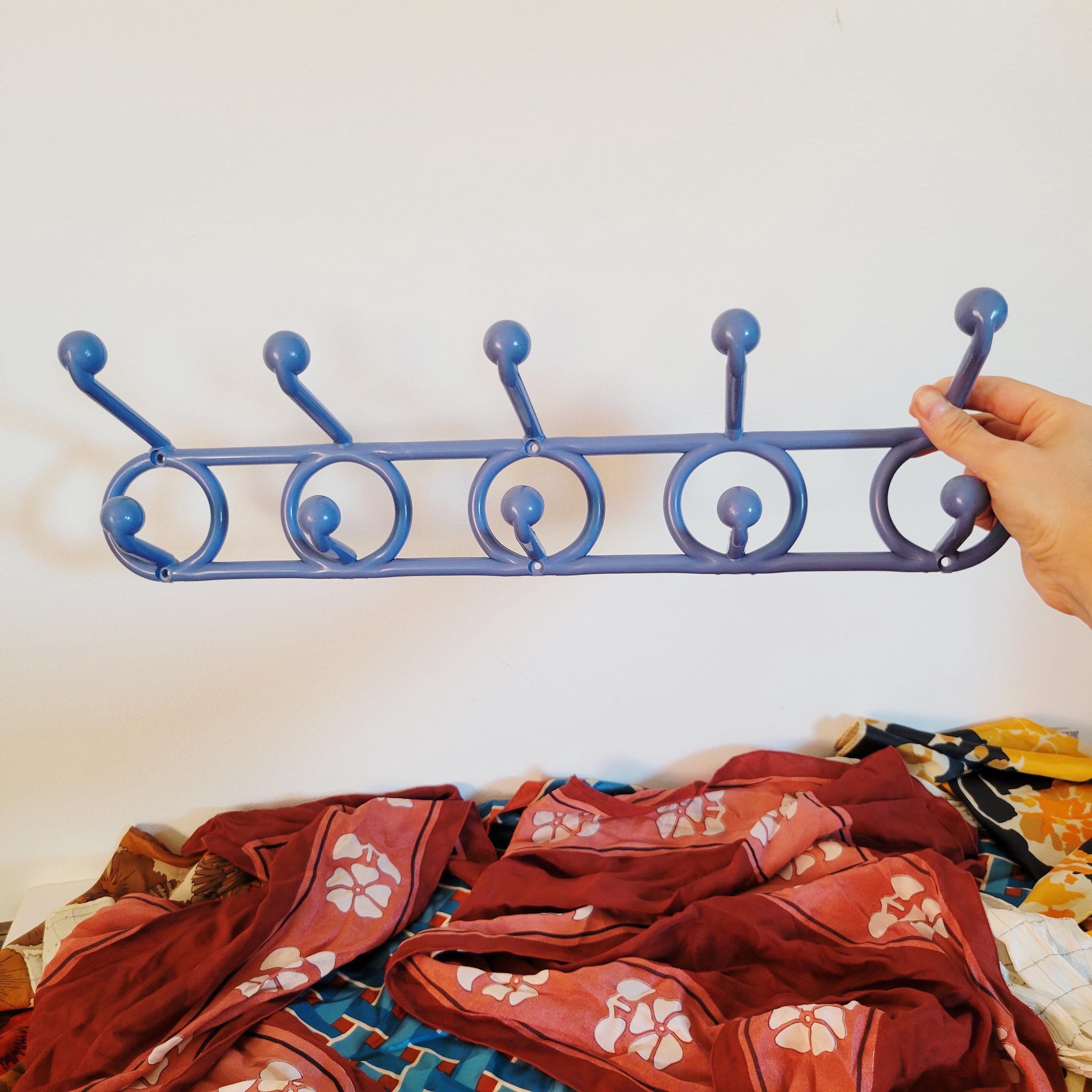 Baby Blue Yaffa Doremi Postmodern Coat Hanger. Pastel Wall Mounted