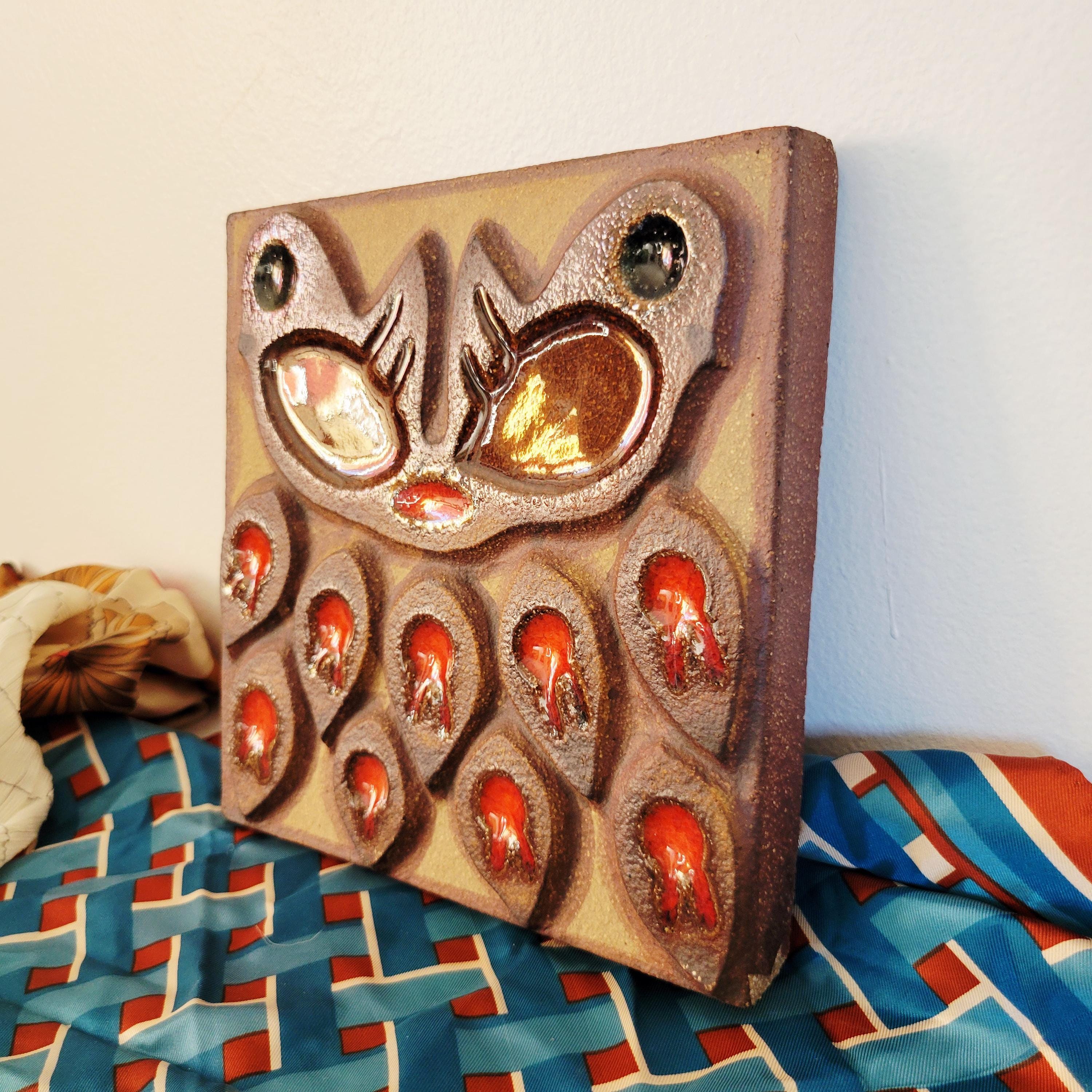 Søholm Denmark Ceramic Bird Tile Art. Mid Century Scandinavian