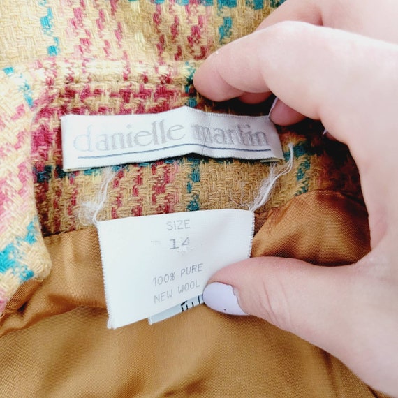 Vintage Wool Plaid Wrap Midi Skirt with Fringe – 1980s/1990s Danielle Martin View 3
